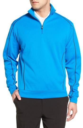 Men's Cutter & Buck 'drytec Edge' Half Zip Mesh Pullover, Size - Blue