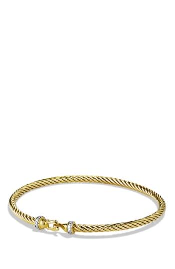 Women's David Yurman Cable Collectibles Buckle Bracelet With Diamonds In 18k Gold, 3mm