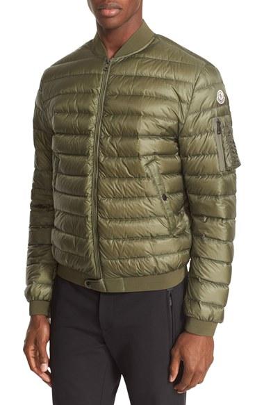 Men's Moncler Aidan Military Bomber Down Jacket