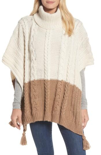 Women's Bcbgmaxazria Cable Knit Poncho, Size - Beige