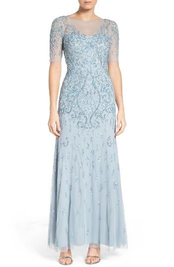 Women's Adrianna Papell Embellished A-line Gown - Blue