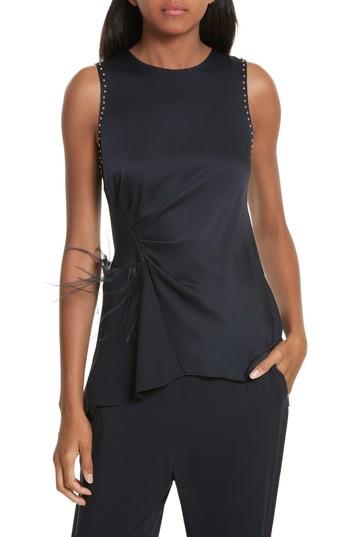 Women's 3.1 Phillip Lim Feather Detail Silk Tank - Blue