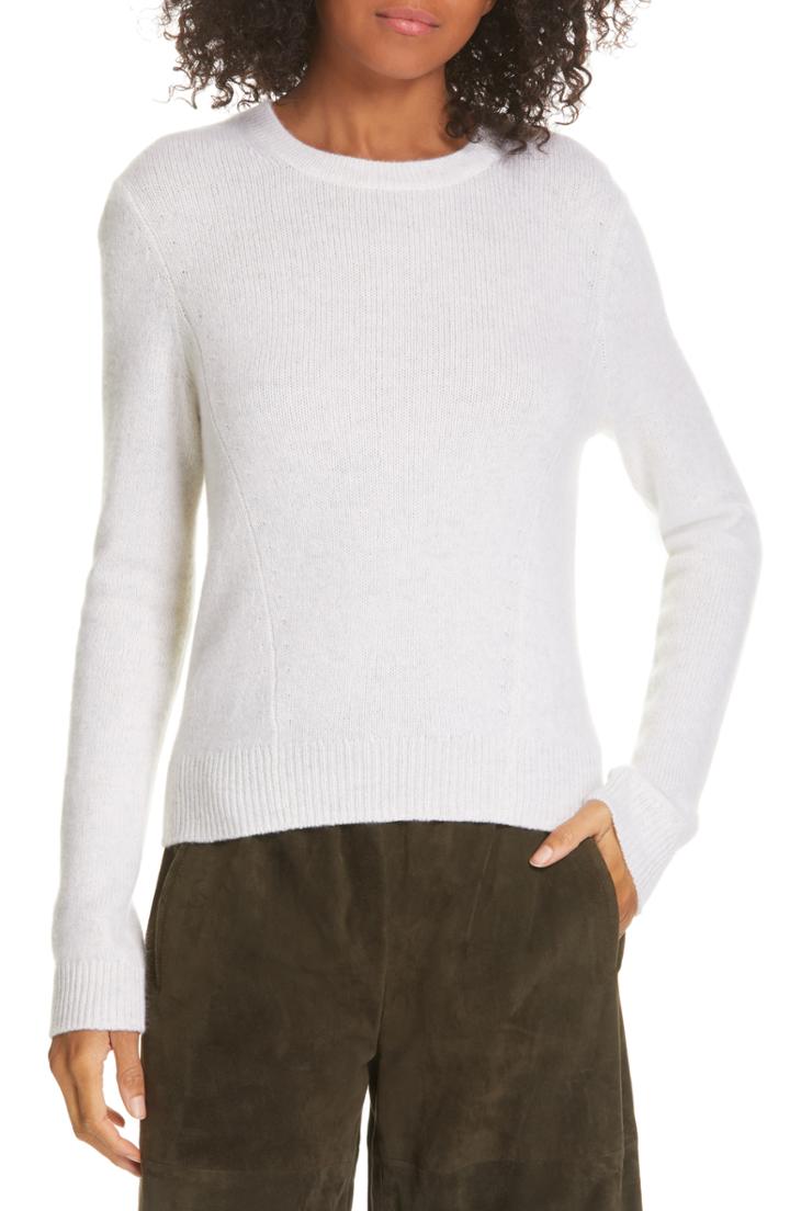 Women's Vince Seam Detail Cashmere Sweater - White