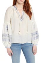 Women's Lucky Brand Embroidered Yoke Peasant Top - White