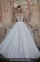Women's Alon Livne White Terri Beaded Illusion Lace Ballgown, Size In Store Only - Ivory