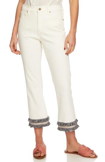 Women's 1.state High Waist Embroidered Hem Crop Jeans - Ivory