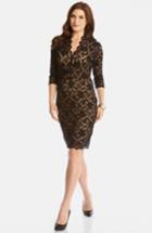 Petite Women's Karen Kane Scalloped Lace Sheath Dress, Size P - Black