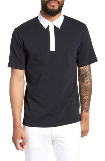 Men's Theory Rugby Rope Fit Polo, Size Small - Blue