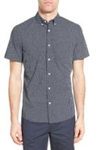 Men's Nordstrom Men's Shop Slim Fit Print Sport Shirt, Size - Blue