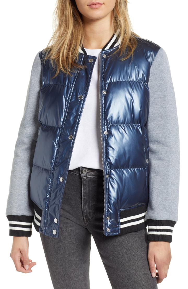 Women's Levis Mixed Media Quilted Varsity Jacket