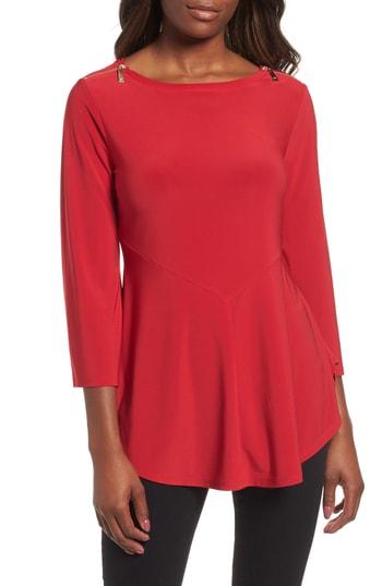 Women's Chaus Zip Shoulder Top - Red