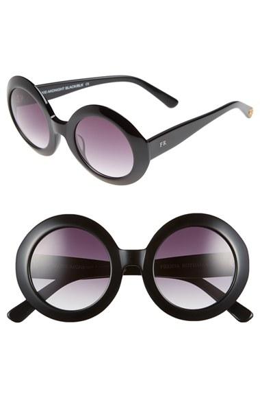 Women's Freida Rothman 'jackie O' 48mm Round Sunglasses - Black