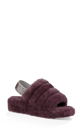 Women's Ugg Fluff Yeah Genuine Shearling Slide Slipper M - Purple