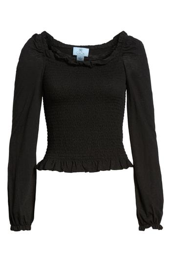Women's Cece Square Neck Smocked Cotton Blend Top