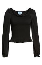 Women's Cece Square Neck Smocked Cotton Blend Top