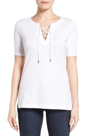 Women's Michael Michael Kors Lace-up Tee - White