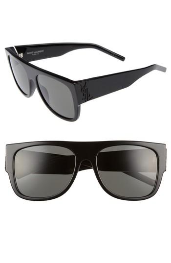 Women's Saint Laurent Sl M16 55mm Flat Top Sunglasses -