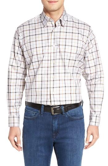 Men's Robert Talbott Anderson Classic Fit Plaid Micro Twill Sport Shirt, Size - Beige