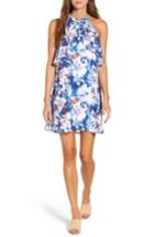 Petite Women's Charles Henry Ruffle Shift Dress P - Blue