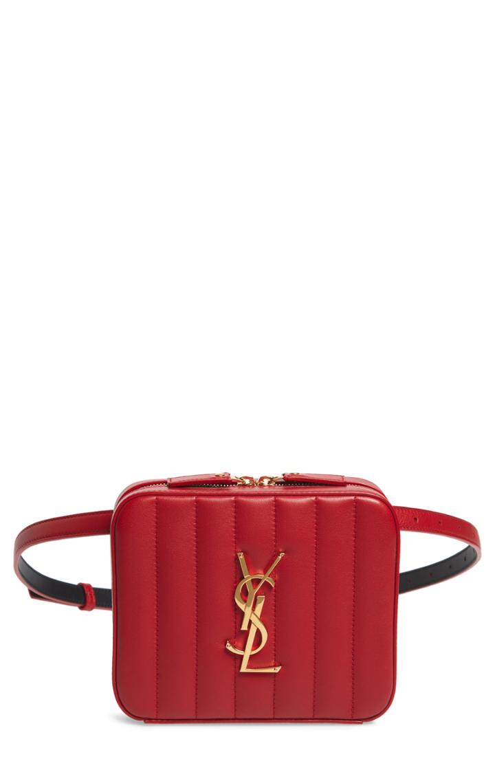 Saint Laurent Vicky Lambskin Leather Belt Bag - Burgundy