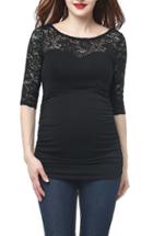 Women's Kimi And Kai Lace Trim Ruched Maternity Top