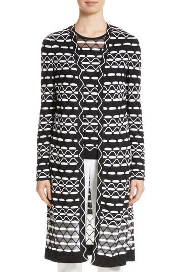 Women's St. John Collection Textural Wave Knit Cardigan - Black