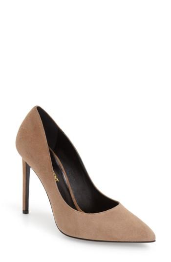 Women's Saint Laurent 'paris Skinny' Pointy Toe Pump .5us / 39.5eu - Beige