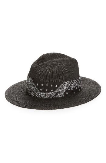 Women's Topshop Bandana Straw Fedora - Black