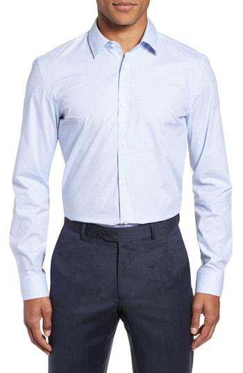 Men's Boss Isko Slim Fit Stretch Check Dress Shirt .5 - Blue