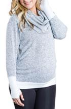 Women's Cozy Orange 'phoebe' Cowl Neck Maternity Sweater - White