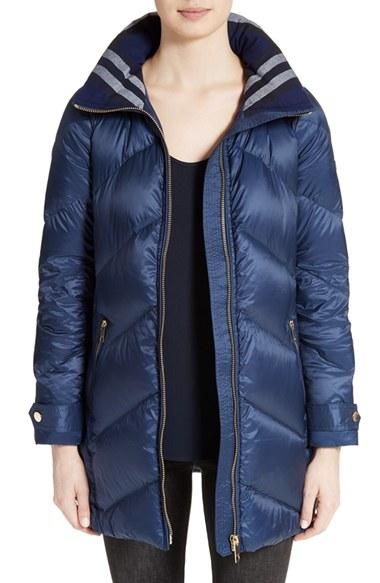 Women's Burberry Eastwick Chevron Quilted Coat - Blue