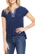 Women's Two By Vince Camuto Embroidered Split Neck Tee - Blue