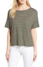 Women's Eileen Fisher Stripe Groove Bateau Neck Sweater, Size - Green