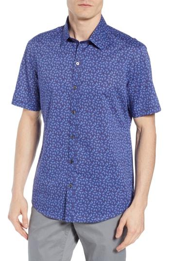 Men's Zachary Prell Regular Fit Sprad Woven Shirt, Size - Blue