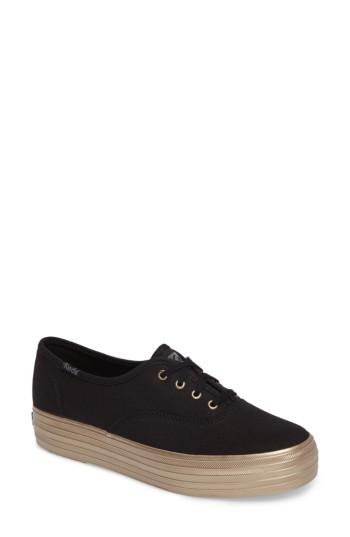 Women's Keds Triple Shimmer Platform Sneaker .5 M - Black