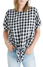 Women's Madewell Buffalo Check Button Back Tie Top