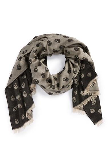 Men's Alexander Mcqueen Allover Skull Wool & Silk Scarf