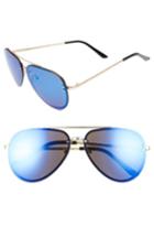 Women's A.j. Morgan 60mm Aviator Sunglasses - Gold/ Blue Mirror