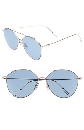 Women's Vedi Vero 62mm Metal Oversize Aviator Sunglasses - Rose Gold/navy
