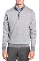 Men's Peter Millar Birdseye Merino Wool Quarter Zip Sweater - Grey