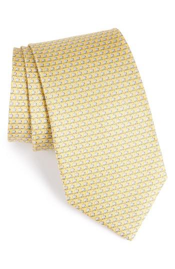 Men's Salvatore Ferragamo Coffee Cup Print Silk Tie, Size - Yellow