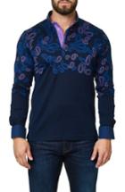 Men's Maceoo Paisley Long Sleeve Polo (m) - Blue