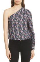 Women's Frame Floral Print One-shoulder Top - Blue