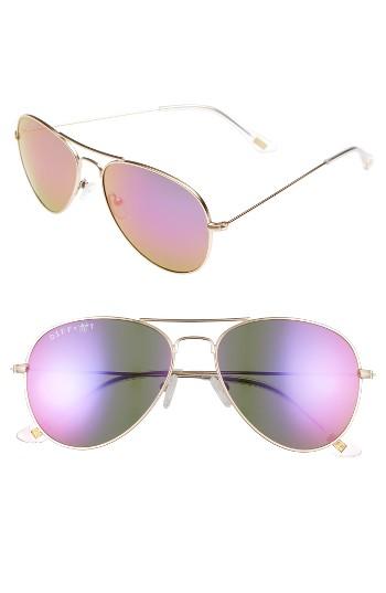 Women's Diff X Jojo Cruz Edition 57mm Aviator Sunglasses - Matte Gold/ Purple