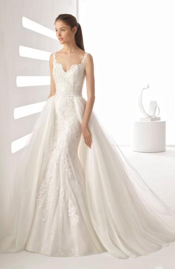 Women's Rosa Clara Agnes Tulle Overskirt Mermaid Gown, Size In Store Only - Beige