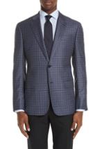 Men's Emporio Armani G Line Trim Fit Check Wool Sport Coat Us / 48 Eus - Purple