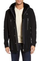 Men's Black Rivet Mixed Media Jacket, Size - Black