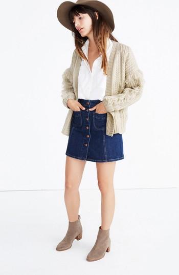 Women's Madewell Fringe Cable Knit Wool Cardigan