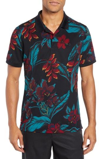 Men's Bonobos Flatiron Slim Fit Floral Jacquard Knit Golf Polo - Blue