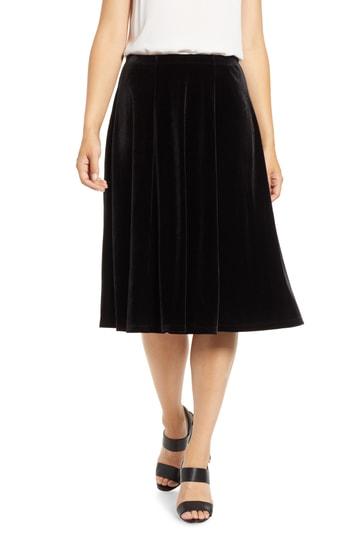 Women's Chaus Stretch Velvet Flare Skirt - Black